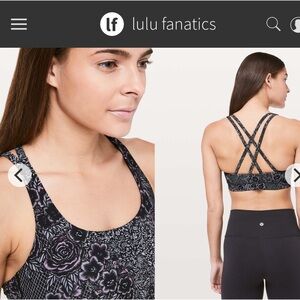 Lululemon Energy Bra Sz 4 B C Trellis Bloom Energy Bra Ice Grey Black